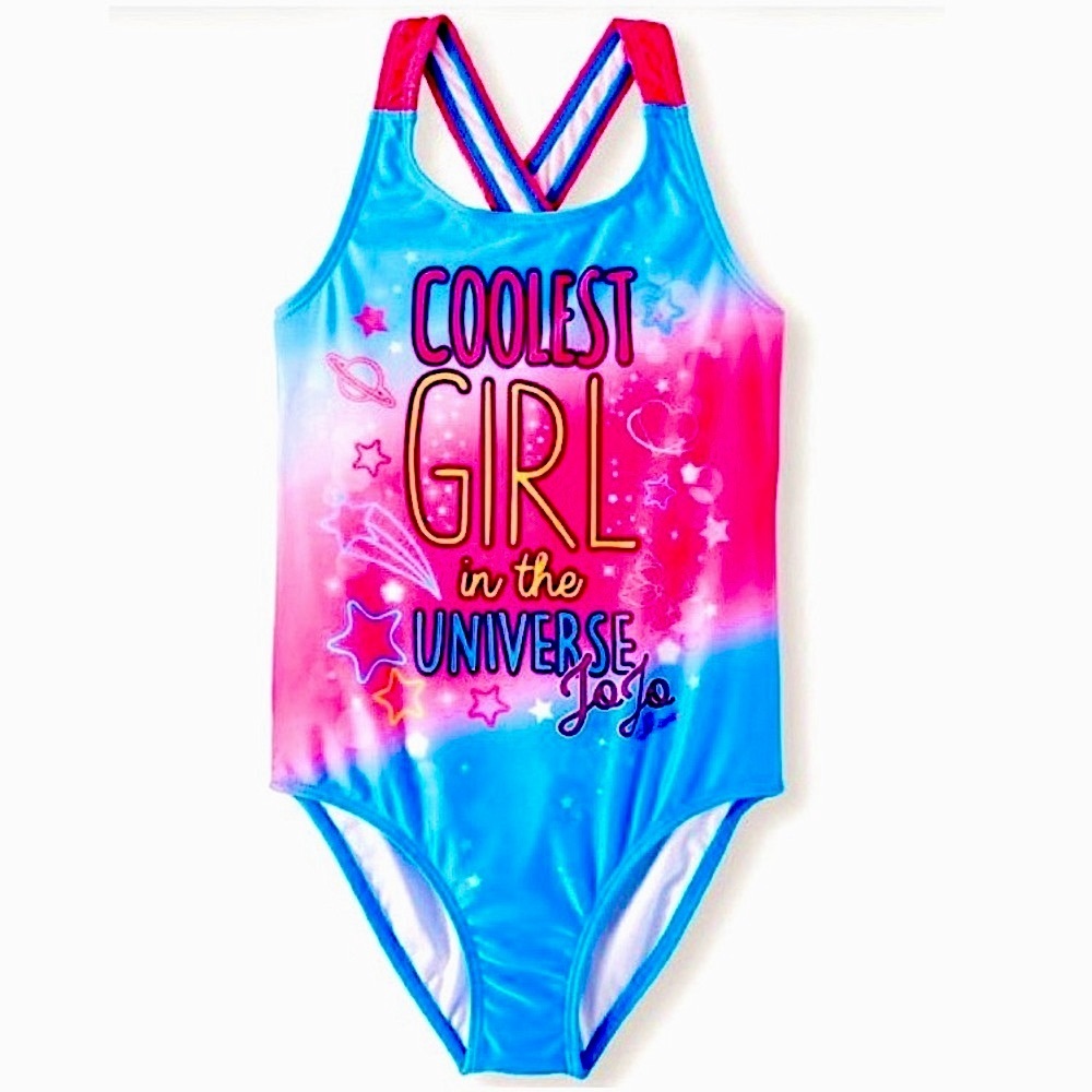 JoJo Siwa Kids Swimsuit Crossback One Piece Swimwear Pink Blue Girls XS 4/5 NEW